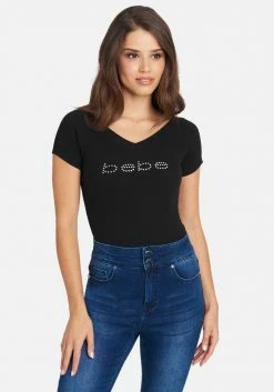 TC Crystal Logo Double V-Neck Short Sleeve Tee