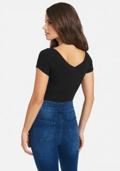 TC Crystal Logo Double V-Neck Short Sleeve Tee