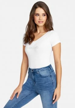 TC Crystal Logo Double V-Neck Short Sleeve Tee