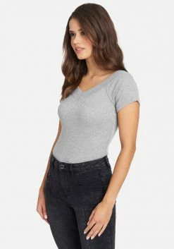 TC Crystal Logo Double V-Neck Short Sleeve Tee