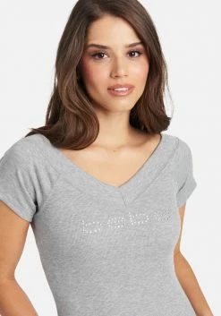 TC Crystal Logo Double V-Neck Short Sleeve Tee