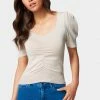 TC Puff Sleeve Ruched Sweater Top