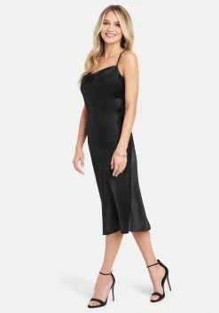JUMP Satin Cowl Neck Slip Midi Dress New