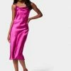 JUMP Satin Cowl Neck Slip Midi Dress
