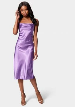 JUMP Satin Cowl Neck Slip Midi Dress