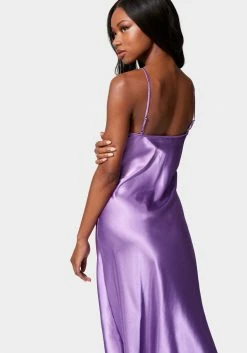 JUMP Satin Cowl Neck Slip Midi Dress