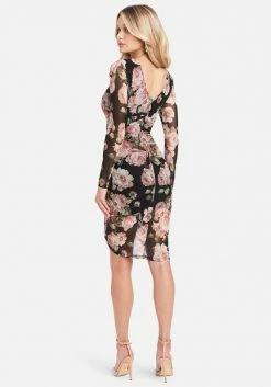 JUMP Long Sleeve Mesh Ruched Dress