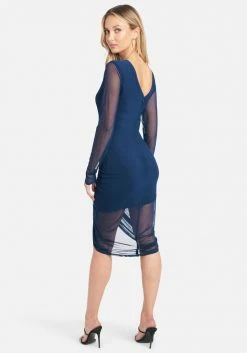 JUMP Long Sleeve Mesh Ruched Dress Festival Season