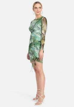 JUMP Long Sleeve Mesh Ruched Dress Festival Season