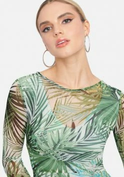 JUMP Long Sleeve Mesh Ruched Dress Festival Season