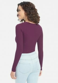 TC Crystal Logo V-Neck Long Sleeve Tee