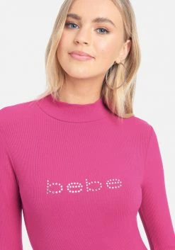 TC Crystal Logo Mock Neck 3/4 Sleeve Tee