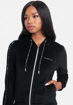 TC Bebe Logo Velour Zip Up Jacket