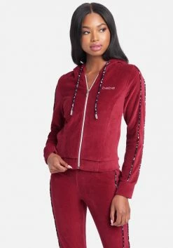 TC Bebe Logo Velour Zip Up Jacket