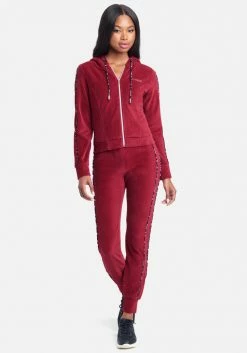 TC Bebe Logo Velour Zip Up Jacket