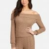 TC Off Shoulder Cable Knit Sweater Top Clothing