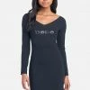 TC Crystal Logo Long Sleeve Dress