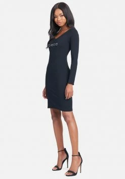 TC Crystal Logo Long Sleeve Dress