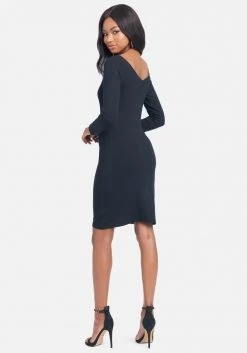 TC Crystal Logo Long Sleeve Dress
