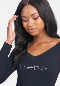 TC Crystal Logo Long Sleeve Dress