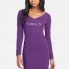 TC Crystal Logo Long Sleeve Dress