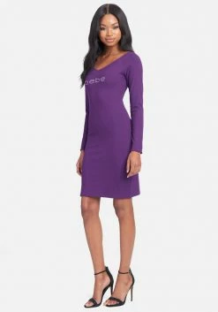 TC Crystal Logo Long Sleeve Dress