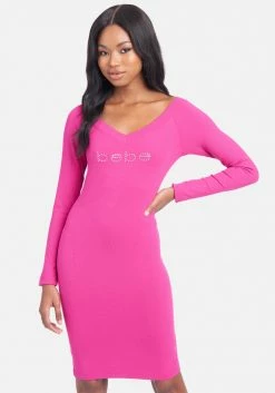 TC Crystal Logo Long Sleeve Dress