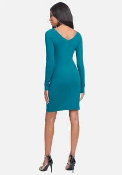 TC Crystal Logo Long Sleeve Dress