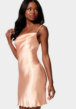 JUMP Satin Cowl Neck Slip Mini Dress