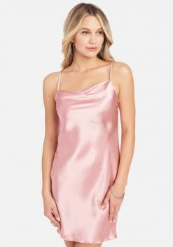 JUMP Satin Cowl Neck Slip Mini Dress