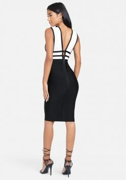 JUMP Bandage Dresses Plunge Neck Bandage Dress