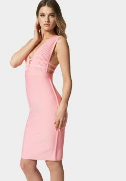 JUMP Bandage Dresses Plunge Neck Bandage Dress