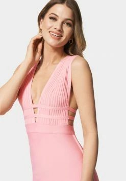 JUMP Bandage Dresses Plunge Neck Bandage Dress