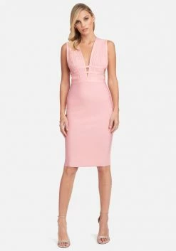 JUMP Plunge Neck Bandage Dress Bandage Dresses