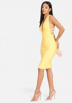 JUMP Bandage Dresses Plunge Neck Bandage Dress