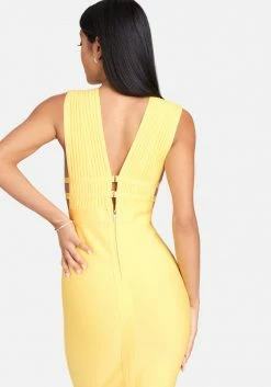 JUMP Bandage Dresses Plunge Neck Bandage Dress