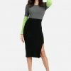 JUMP Best Sellers Two-Tone Slit Leg Sweater Dress