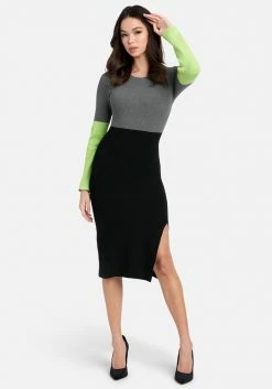 JUMP Best Sellers Two-Tone Slit Leg Sweater Dress