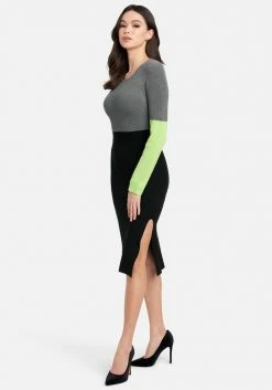JUMP Best Sellers Two-Tone Slit Leg Sweater Dress