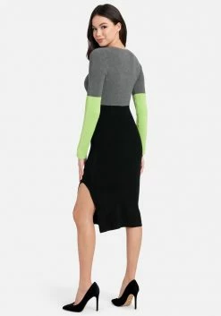 JUMP Best Sellers Two-Tone Slit Leg Sweater Dress