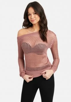 TC Open Knit Off Shoulder Sweater Top