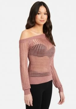TC Open Knit Off Shoulder Sweater Top