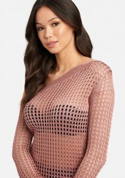 TC Open Knit Off Shoulder Sweater Top