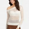TC Open Knit Off Shoulder Sweater Top