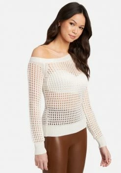 TC Open Knit Off Shoulder Sweater Top