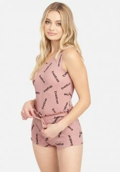 PPI Bebe Logo Waffle Short Set Clothing