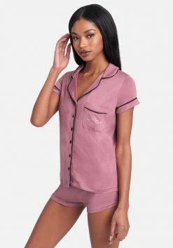 PPI Solid Button Up Collar Short Set Logo