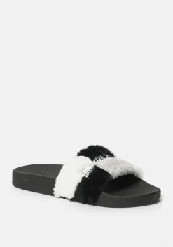 ZIGI Shoes Fantasia Plaid Faux Fur Slides