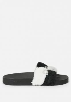 ZIGI Shoes Fantasia Plaid Faux Fur Slides