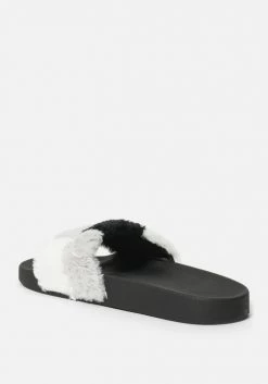 ZIGI Shoes Fantasia Plaid Faux Fur Slides